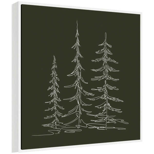 kate & laurel Sylvie Framed Canvas Minimalist Evergreen Trees Sketch Green by The Creative Bunch Studio
