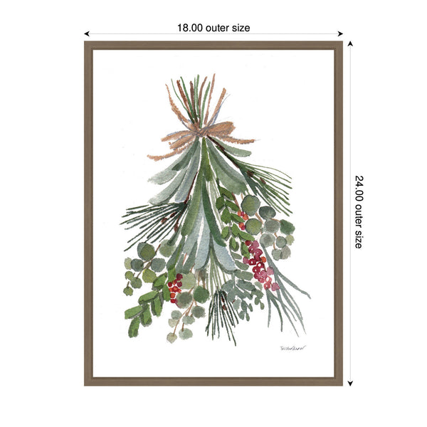Kate & Laurel Sylvie Framed Canvas Mixed Greens Holiday Swag By Patricia Shaw