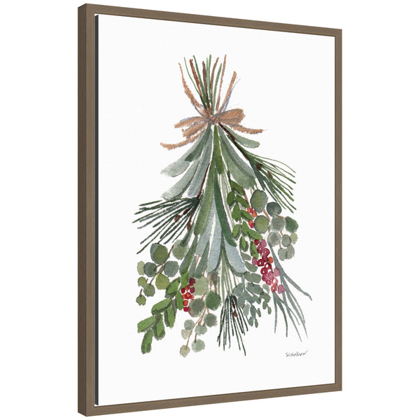 kate & laurel Sylvie Framed Canvas Mixed Greens Holiday Swag by Patricia Shaw