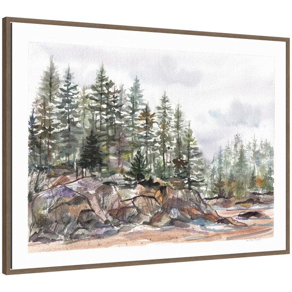 kate & laurel Sylvie Framed Canvas Pine Trees on Rocky Coast by Patricia Shaw