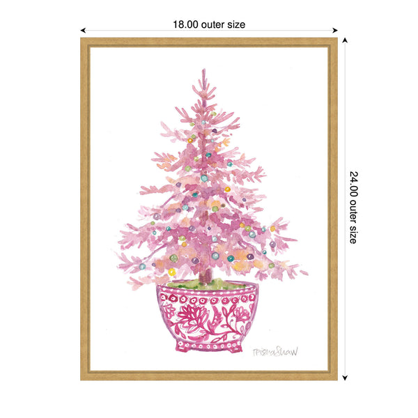 kate & laurel Sylvie Framed Canvas Pink Christmas Tree by Patricia Shaw