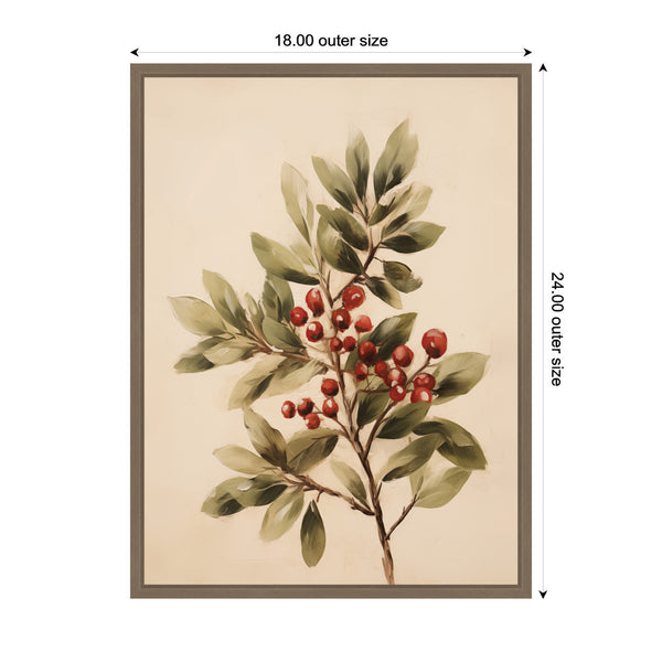 Kate & Laurel Sylvie Framed Canvas Red Berry Botanical By The Creative Bunch Studio