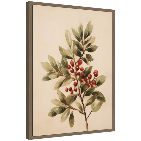 kate & laurel Sylvie Framed Canvas Red Berry Botanical by The Creative Bunch Studio