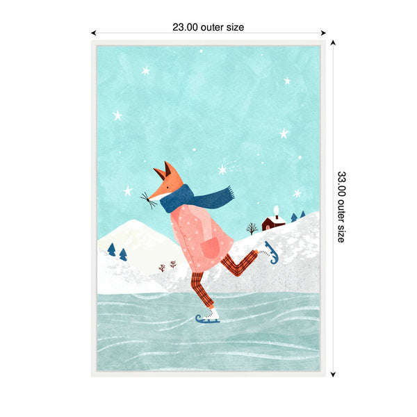 Kate & Laurel Sylvie Framed Canvas Skating Fox By Tania Garcia