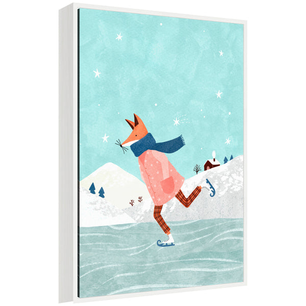 kate & laurel Sylvie Framed Canvas Skating Fox by Tania Garcia