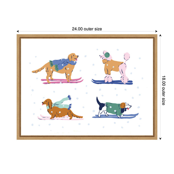 Kate & Laurel Sylvie Framed Canvas Ski Dogs 1 By Krissy Mast