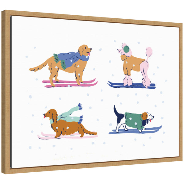 kate & laurel Sylvie Framed Canvas Ski Dogs 1 by Krissy Mast