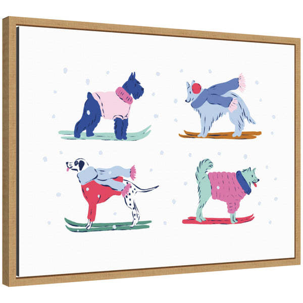 kate & laurel Sylvie Framed Canvas Ski Dogs 2 by Krissy Mast