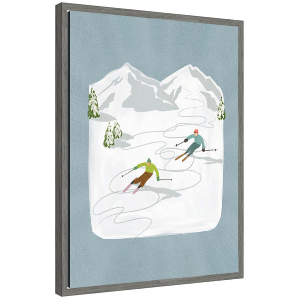kate & laurel Sylvie Framed Canvas Skiers l by Nikita Jariwala