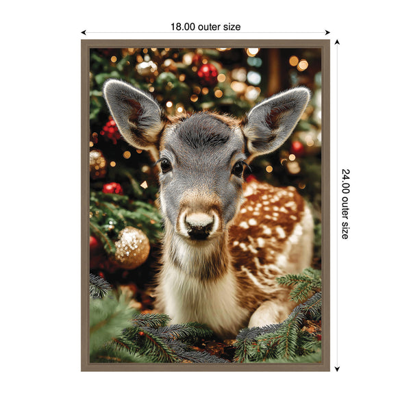 Kate & Laurel Sylvie Framed Canvas Small Doe Between Christmas Decor By Michael Schauer