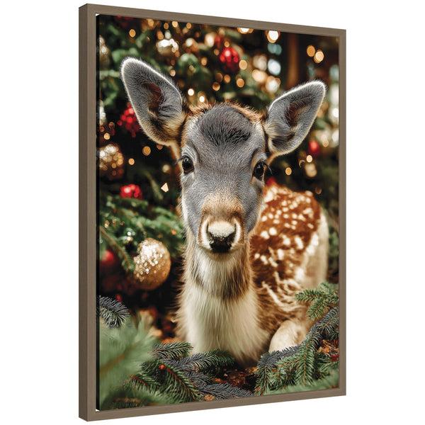 kate & laurel Sylvie Framed Canvas Small Doe Between Christmas Decor by Michael Schauer