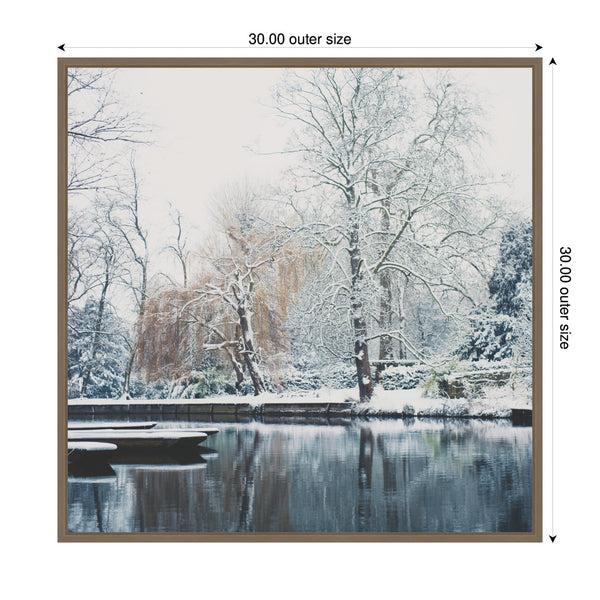 Kate & Laurel Sylvie Framed Canvas Snow Covered Punts On The River Cam By Laura Evans