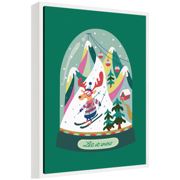 kate & laurel Sylvie Framed Canvas Snowy Mountain Skiing Deer by Rachel Lee