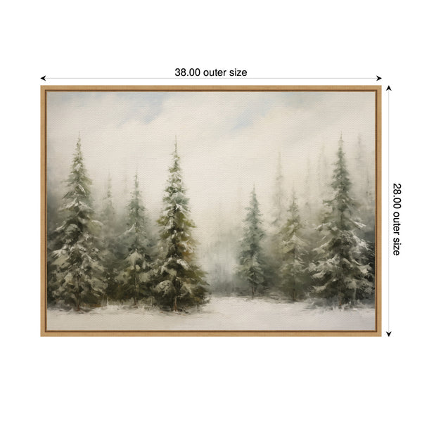 Kate & Laurel Sylvie Framed Canvas Traditional Snowy Forest Landscape By The Creative Bunch Studio