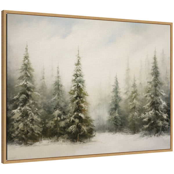 kate & laurel Sylvie Framed Canvas Traditional Snowy Forest Landscape by The Creative Bunch Studio