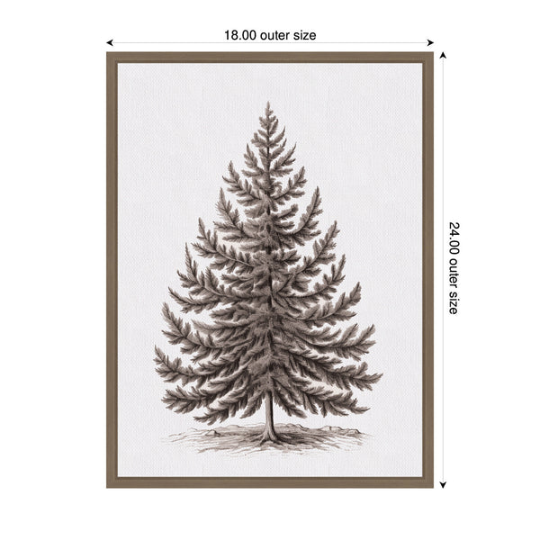Kate & Laurel Sylvie Framed Canvas Vintage Evergreen Fir Tree Lllustration I By The Creative Bunch Studio