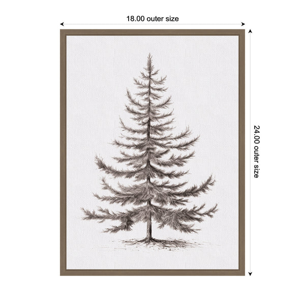 Kate & Laurel Sylvie Framed Canvas Vintage Evergreen Fir Tree Lllustration II By The Creative Bunch Studio