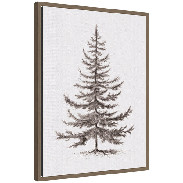 kate & laurel Sylvie Framed Canvas Vintage Evergreen Fir Tree lllustration II by The Creative Bunch Studio