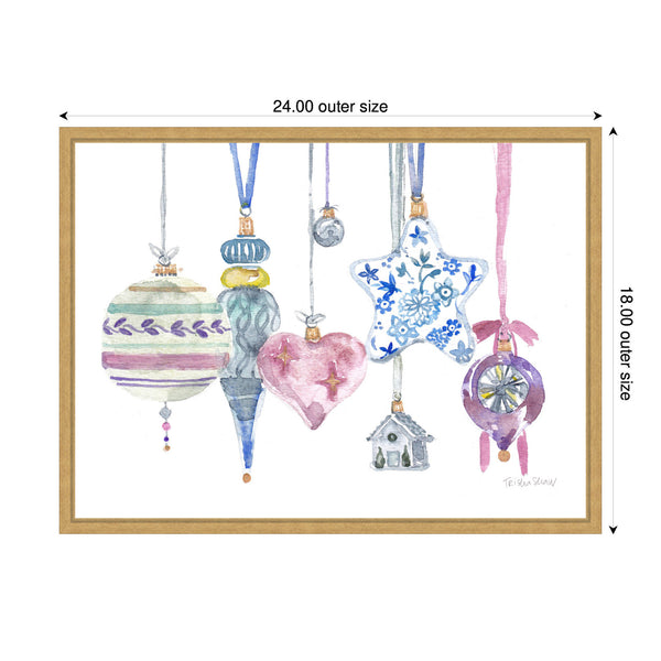 Kate & Laurel Sylvie Framed Canvas Vintage Hanging Ornaments By Patricia Shaw