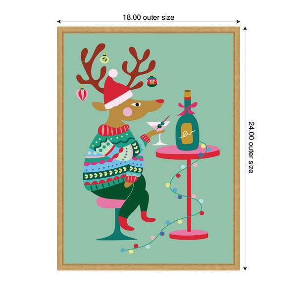 Kate & Laurel Sylvie Framed Canvas Wine Deer By Rachel Lee