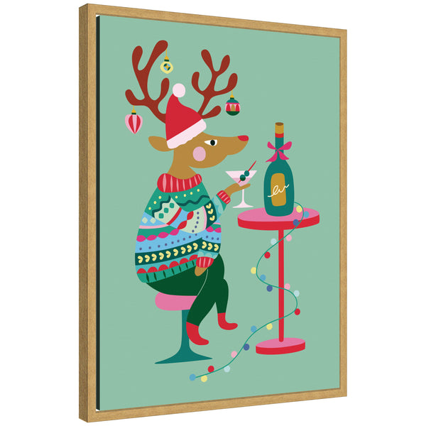 kate & laurel Sylvie Framed Canvas Wine Deer by Rachel Lee
