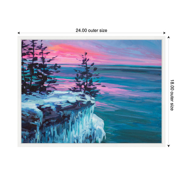 Kate & Laurel Sylvie Framed Canvas Winter At Cave Point By Rachel Christopoulos