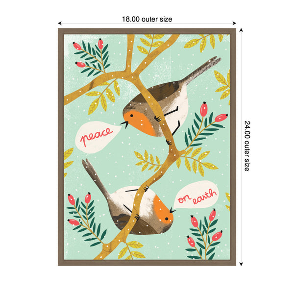 Kate & Laurel Sylvie Framed Canvas Winter Robins By Tania Garcia