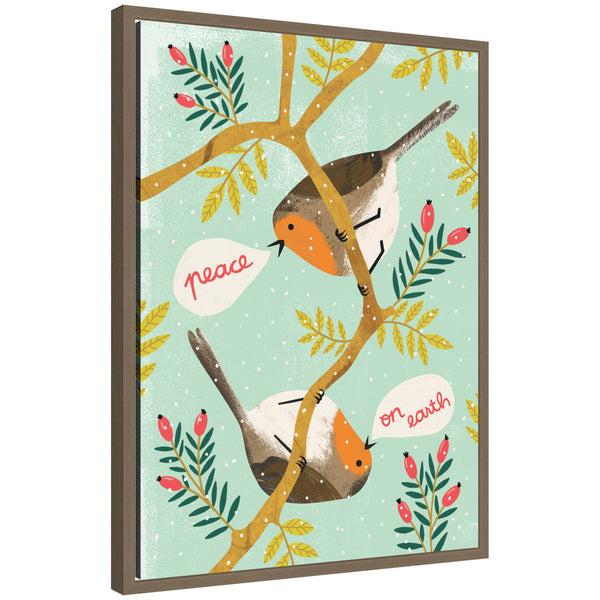 kate & laurel Sylvie Framed Canvas Winter Robins by Tania Garcia