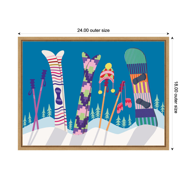 Kate & Laurel Sylvie Framed Canvas Winter Ski Village By Rachel Lee