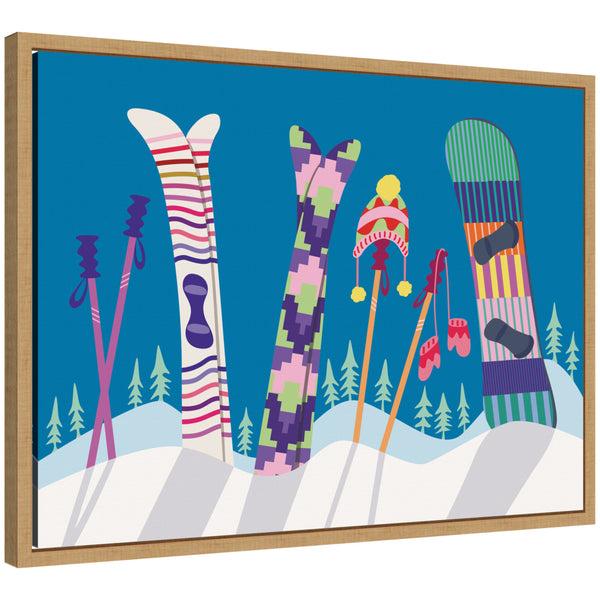 kate & laurel Sylvie Framed Canvas Winter Ski Village by Rachel Lee