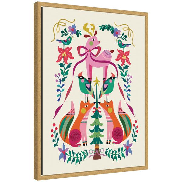 kate & laurel Sylvie Framed Canvas Winter Woodland Animals Christmas Tree by Rachel Lee