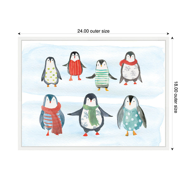 Kate & Laurel Sylvie Framed Canvas Winterwonder Penguins By Turnowsky