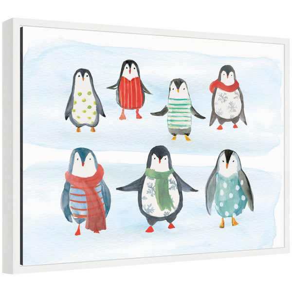 kate & laurel Sylvie Framed Canvas Winterwonder Penguins by Turnowsky