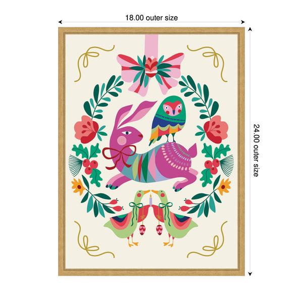 Kate & Laurel Sylvie Framed Canvas Woodland Animals Christmas Wreath By Rachel Lee