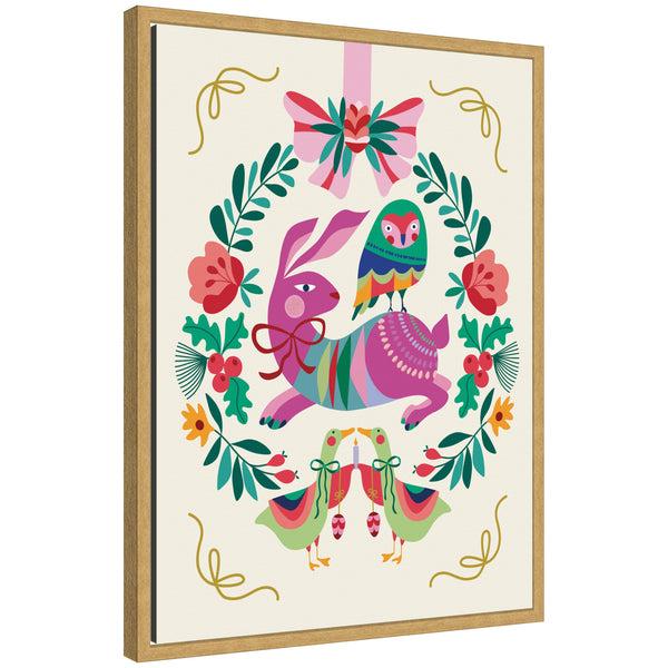 kate & laurel Sylvie Framed Canvas Woodland Animals Christmas Wreath by Rachel Lee