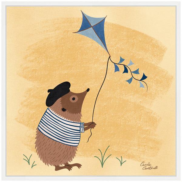 Kate & Laurel Sylvie French Hedgehog Framed Canvas By Carrie Cantwell