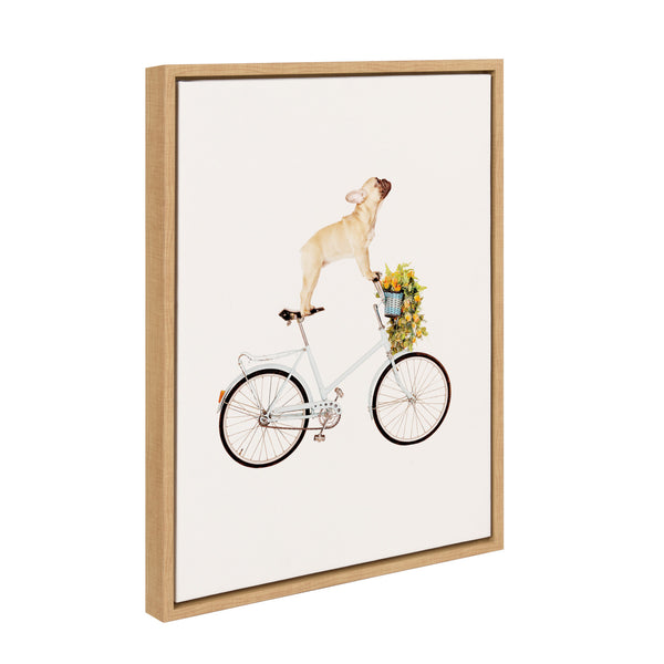 Kate & Laurel Sylvie Frenchie Bulldog On A Bicycle Framed Canvas By Amy Peterson Art Studio