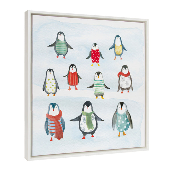 Kate & Laurel Sylvie Friend Zone Winterwonder Penguins Framed Canvas By House Of Turnowsky