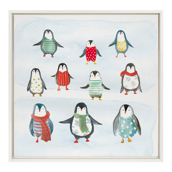 Kate & Laurel Sylvie Friend Zone Winterwonder Penguins Framed Canvas By House Of Turnowsky