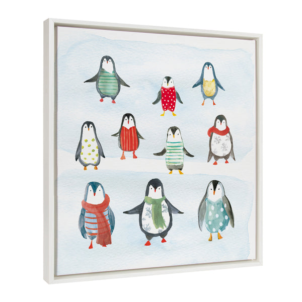 kate & laurel Sylvie Friend Zone Winterwonder Penguins Framed Canvas by House of Turnowsky