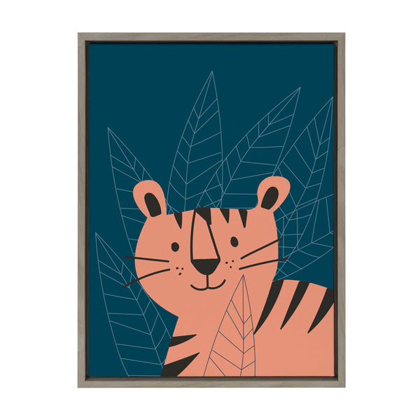 Kate & Laurel Sylvie Friendly Tiger Portrait Framed Canvas By Teju Reval