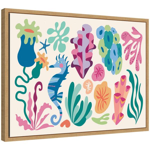 Kate & Laurel Sylvie Fun Colorful Coral Reef Framed Canvas By Rachel Lee