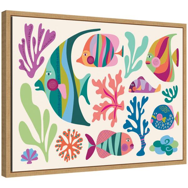 Kate & Laurel Sylvie Fun Colorful Tropical Fish Framed Canvas By Rachel Lee