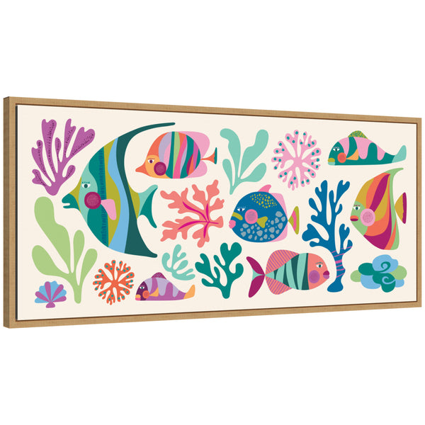 kate & laurel Sylvie Fun Colorful Tropical Fish Framed Canvas by Rachel Lee