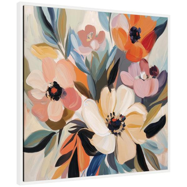 Kate & Laurel Sylvie Garden Bloom Abstract Bouquet I Framed Canvas By The Creative Bunch Studio
