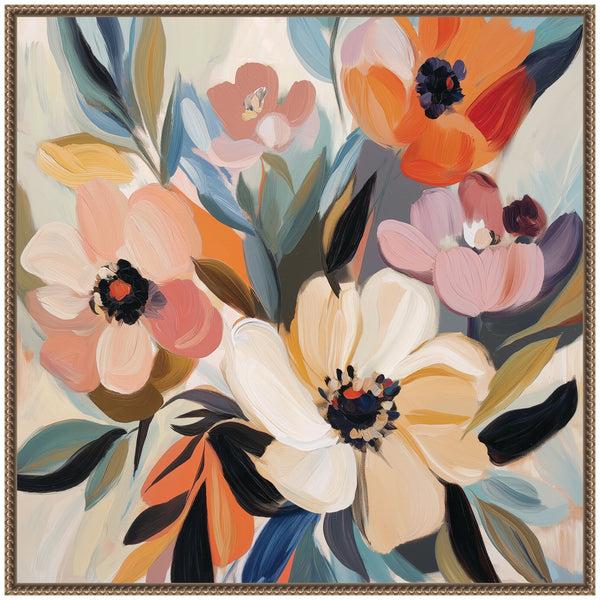 Kate & Laurel Sylvie Garden Bloom Abstract Bouquet I Framed Canvas By The Creative Bunch Studio