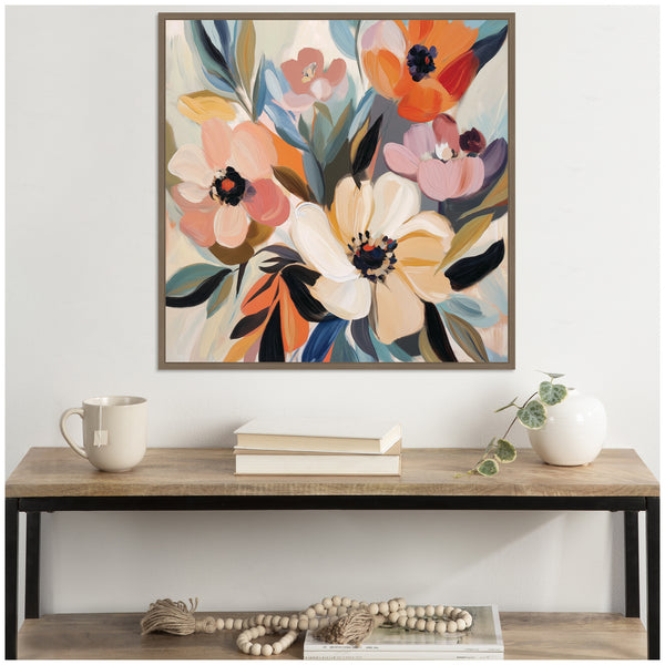 Kate & Laurel Sylvie Garden Bloom Abstract Bouquet I Framed Canvas By The Creative Bunch Studio