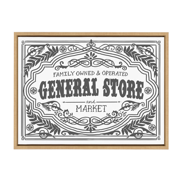 Kate & Laurel Sylvie General Store Family BW Framed Canvas By Border Bloom