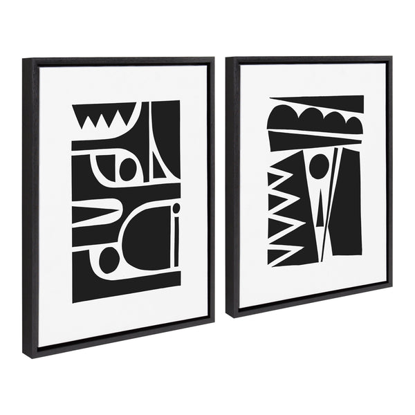 Kate & Laurel Sylvie Geometric Framed Canvas Set By Statement Goods