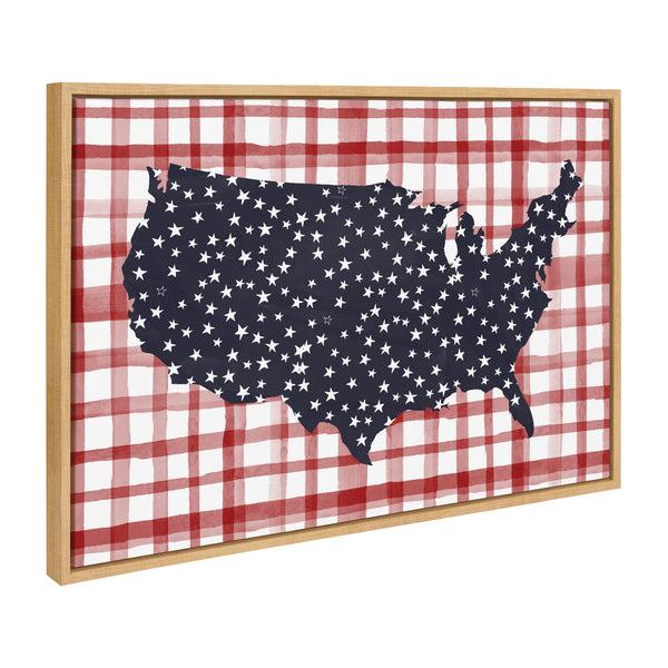 Kate & Laurel Sylvie Gingham USA Framed Canvas By Sara Berrenson